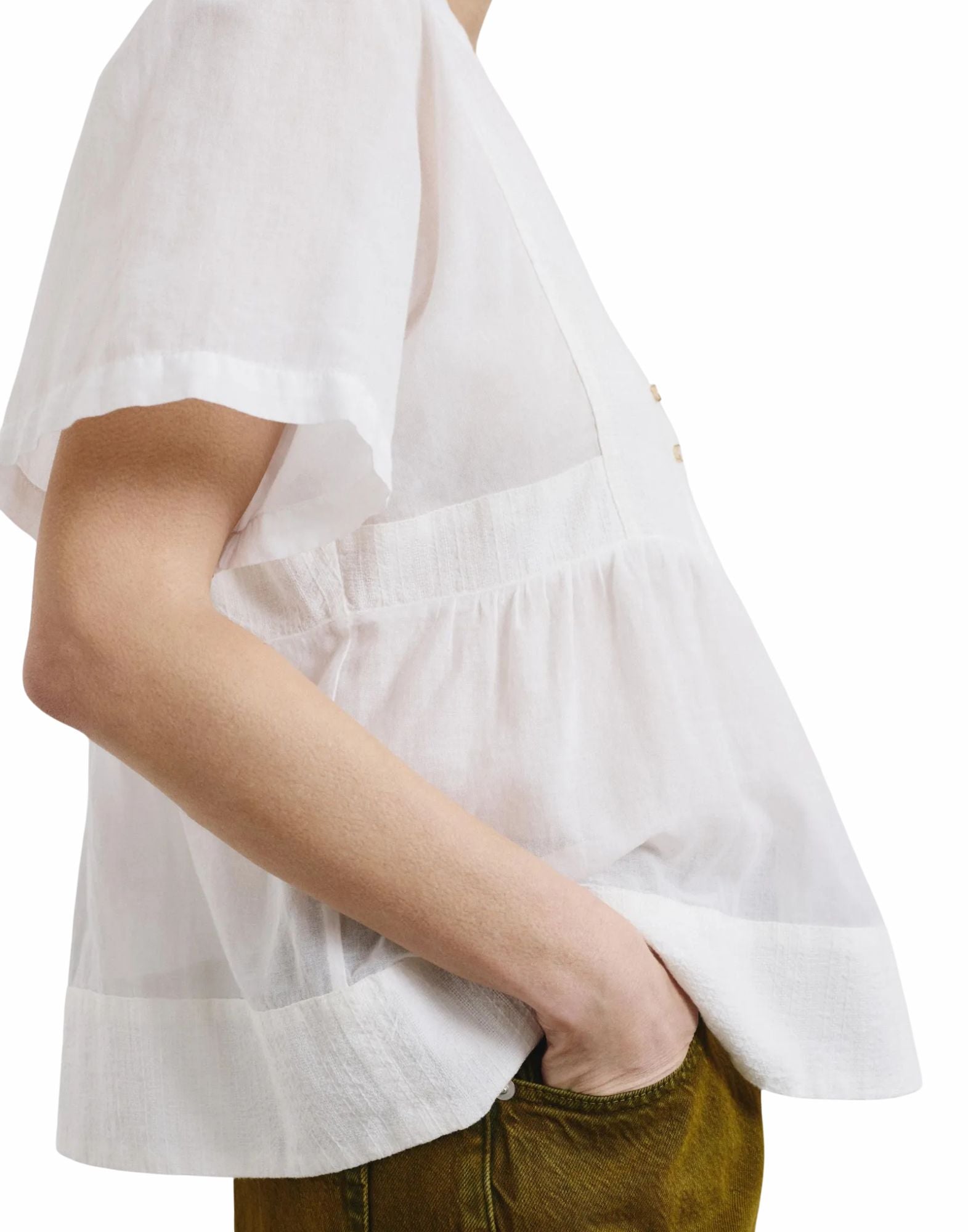 Pomandère soft cotton blouse in Latte for women Made in Italy 261-9496/11639 110 LATTE