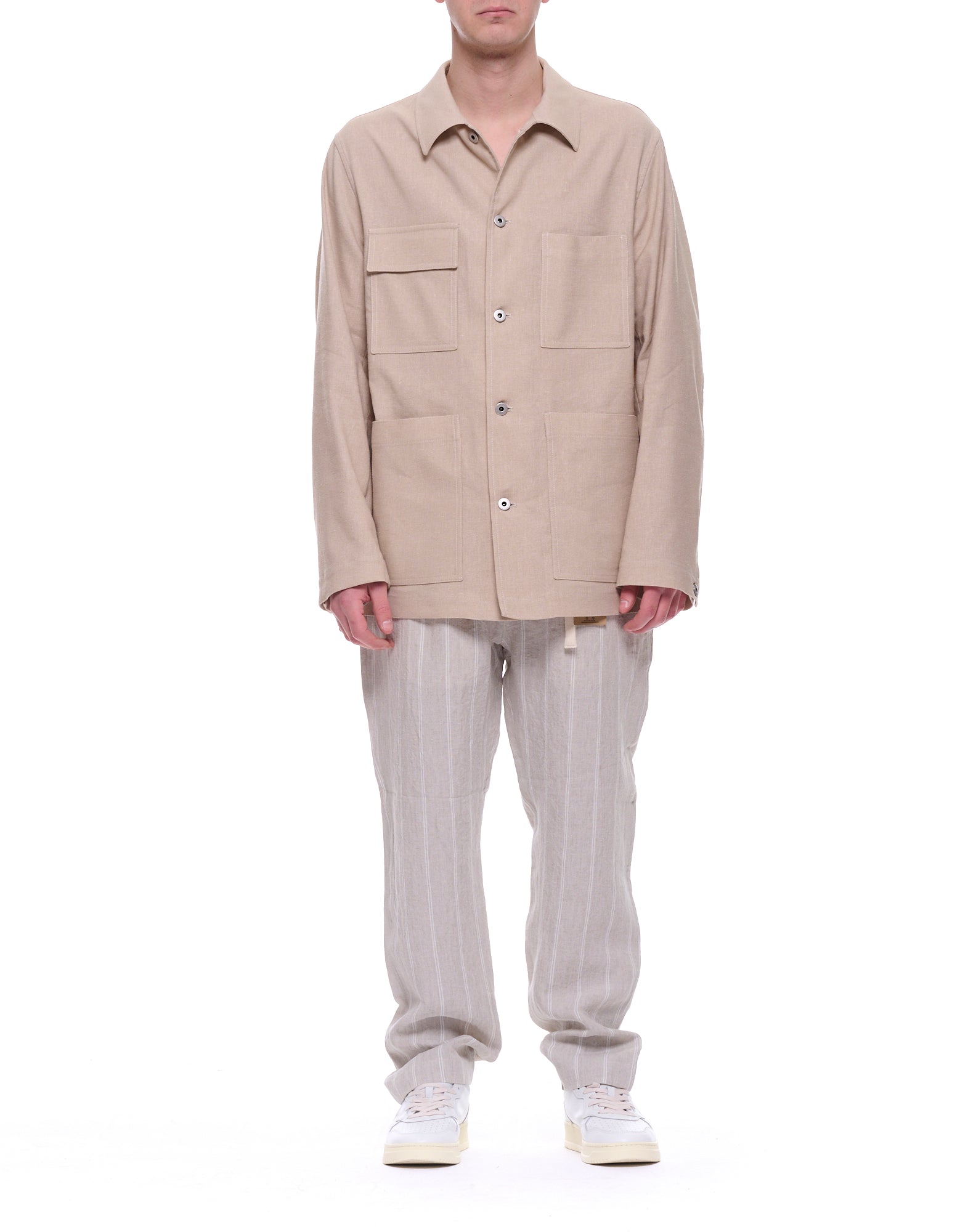 East Harbor Surplus Oxnard pantalones de hombre en lino a righe grigio chiaro OXNARD 273 GREY