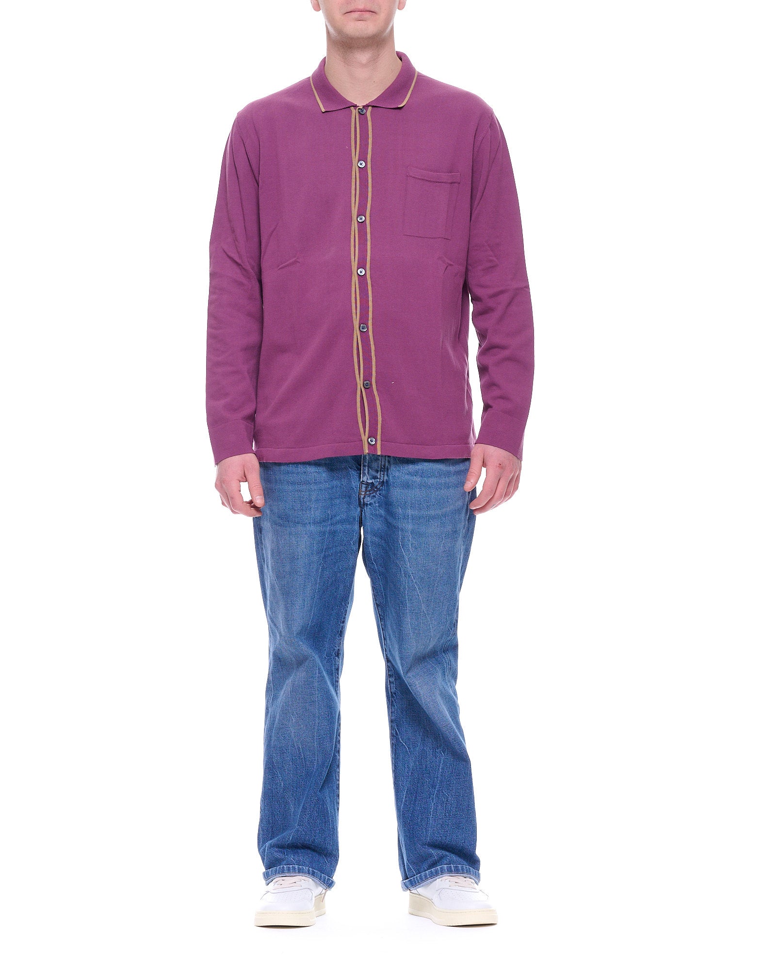 McLauren Long-Sleeve Button Polo – Burgundy GRAHAM