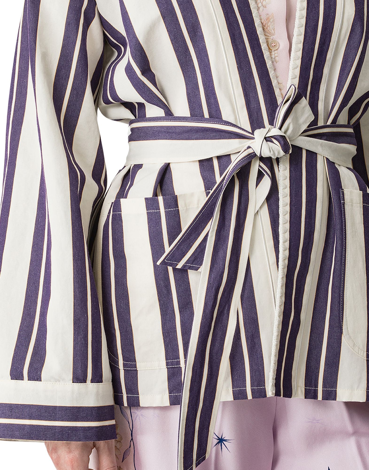 Forte Forte Linen Cotton Kimono Blu Natural Women’s 14819 MY JACKET BLU STRIPED