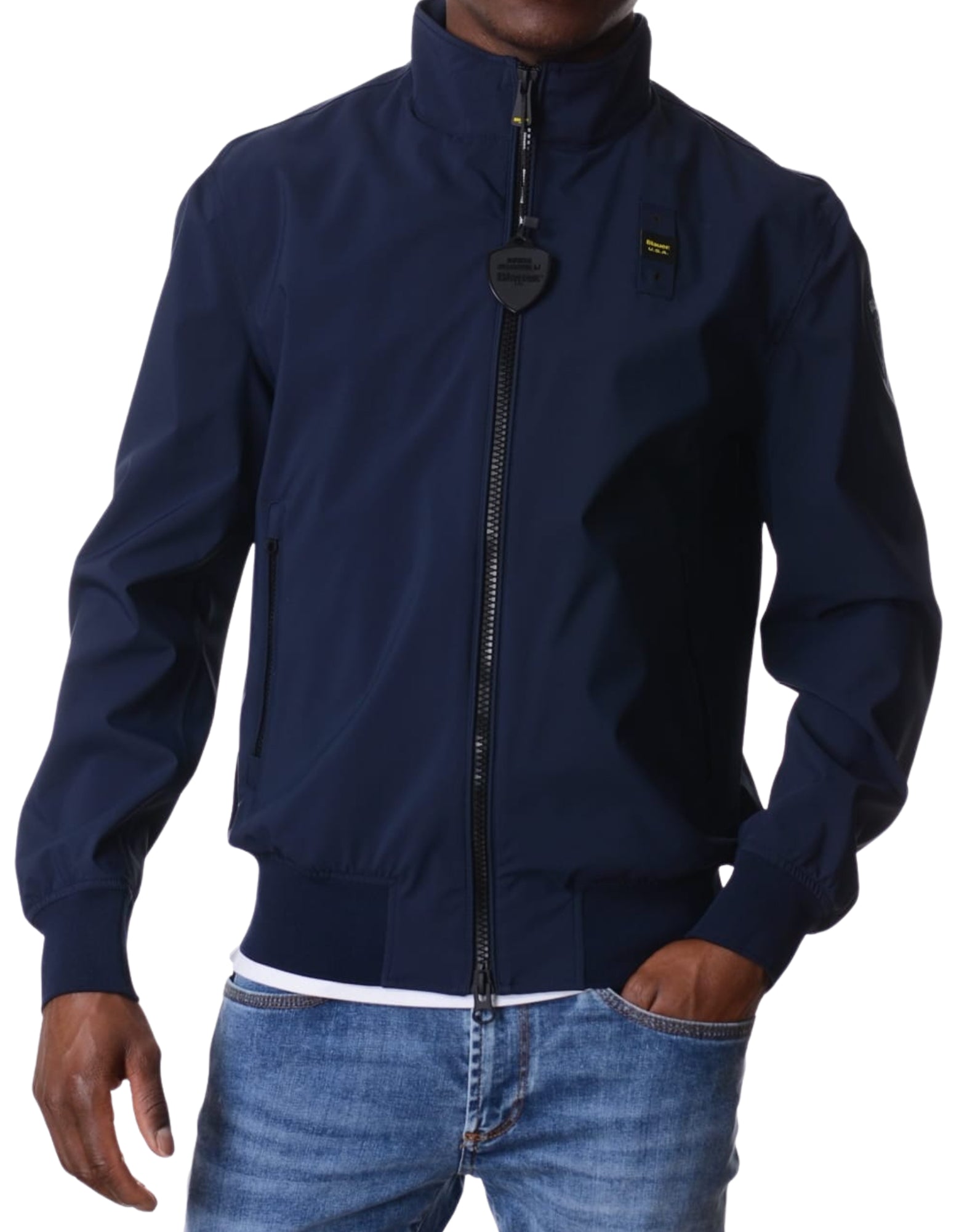 Blauer Anson Men’s Taped Bomber Jacket in Lightweight Neoprene Blue 26SBLUC11231-006787 888