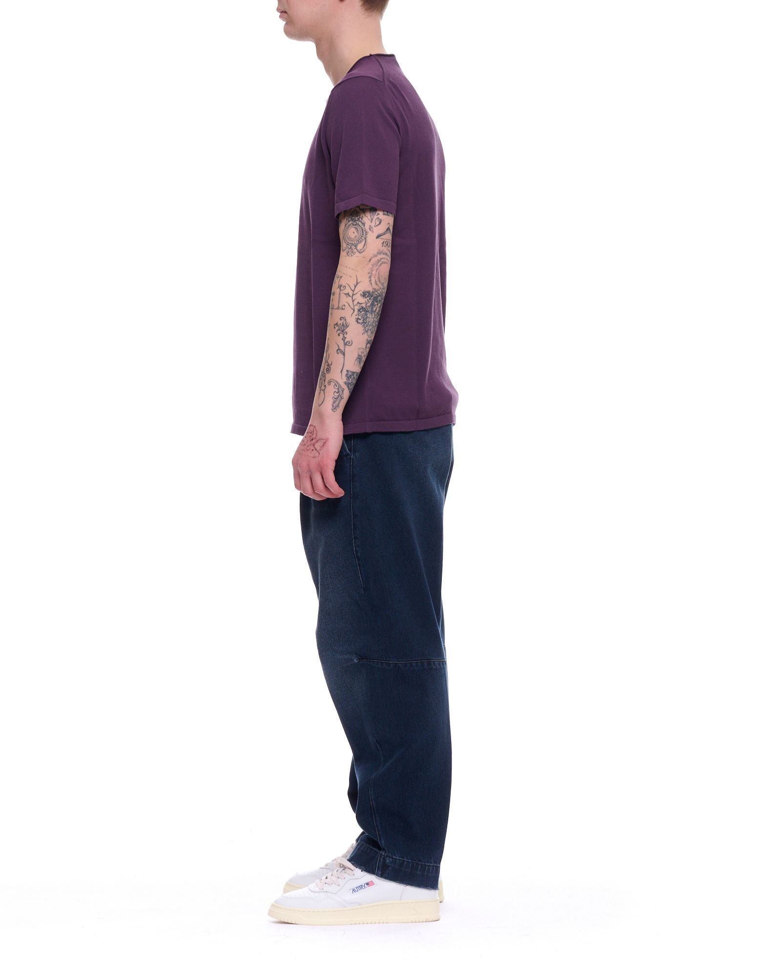 Fabrizio del Carlo T-shirt col rond en coton pour homme violet coupe régulière fabriqué en Italie FF3021 CC05-56 VIOLET