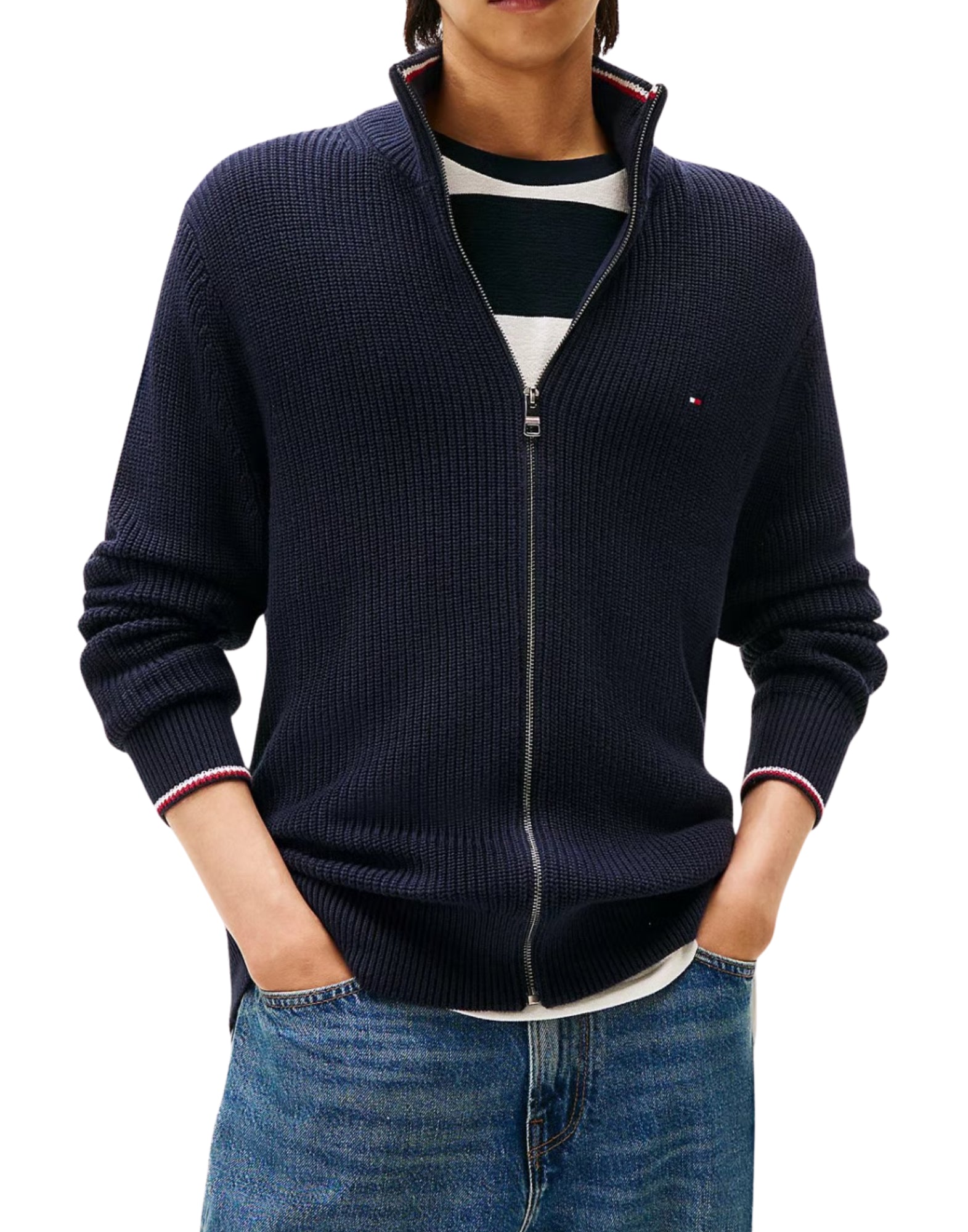 45517 DW5 BLUE RWB ZIP SWEATSHIRT - Maglieria - TOMMY HILFIGER