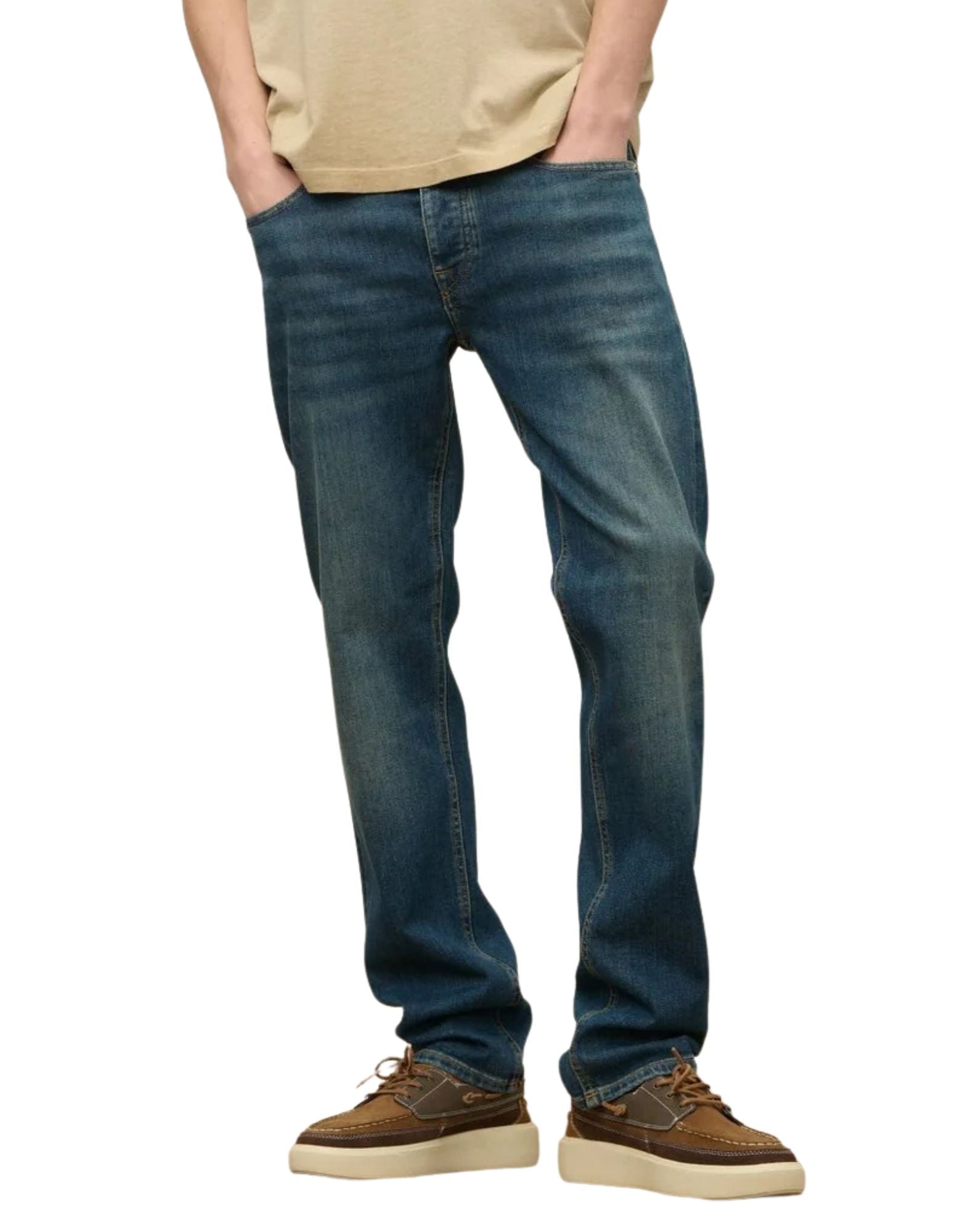 Blauer Boston Denim Five-Pocket Jeans in Dark Washing Comfort Cotton for Men 25SBLUP03350-007496 D204 BLUE