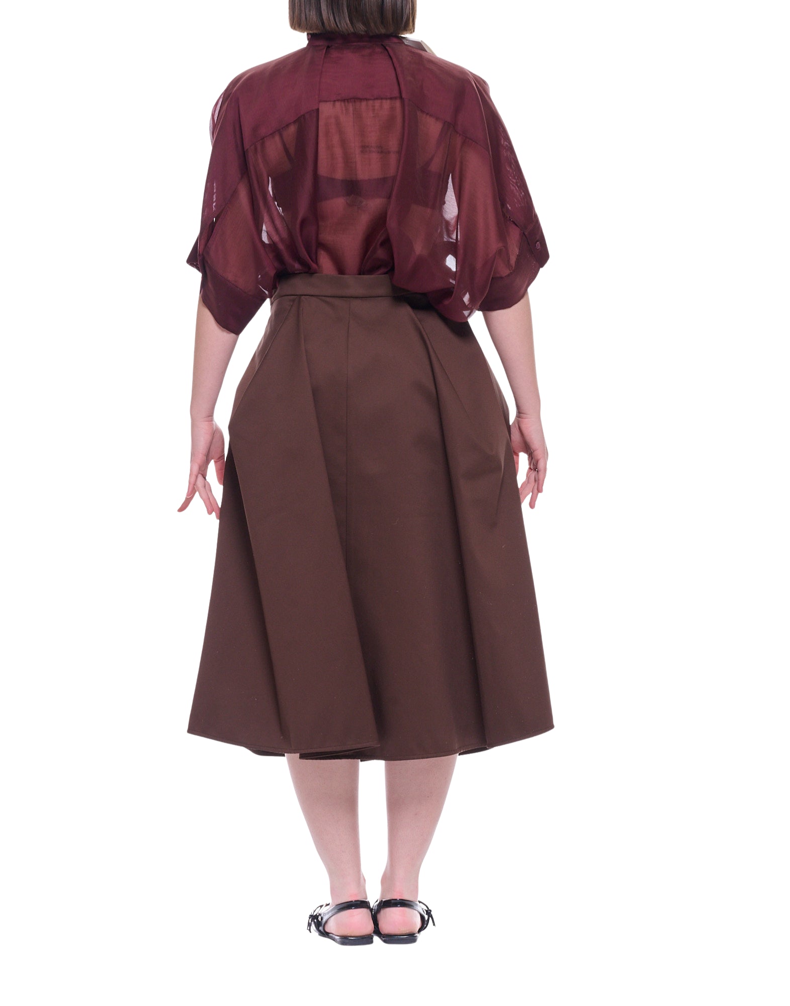 Hira Women’s Brown Bonded Skirt in Cotton Blend Made in Italy W329 010