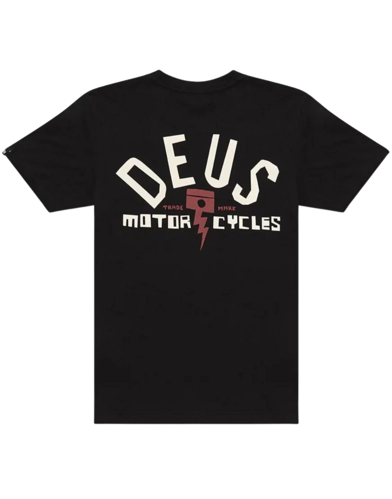Deus Ex Machina Men’s Pisstin Tee Black Regular Fit Organic Cotton Jersey Chest and Back Artwork D261MTS144099 BLACK