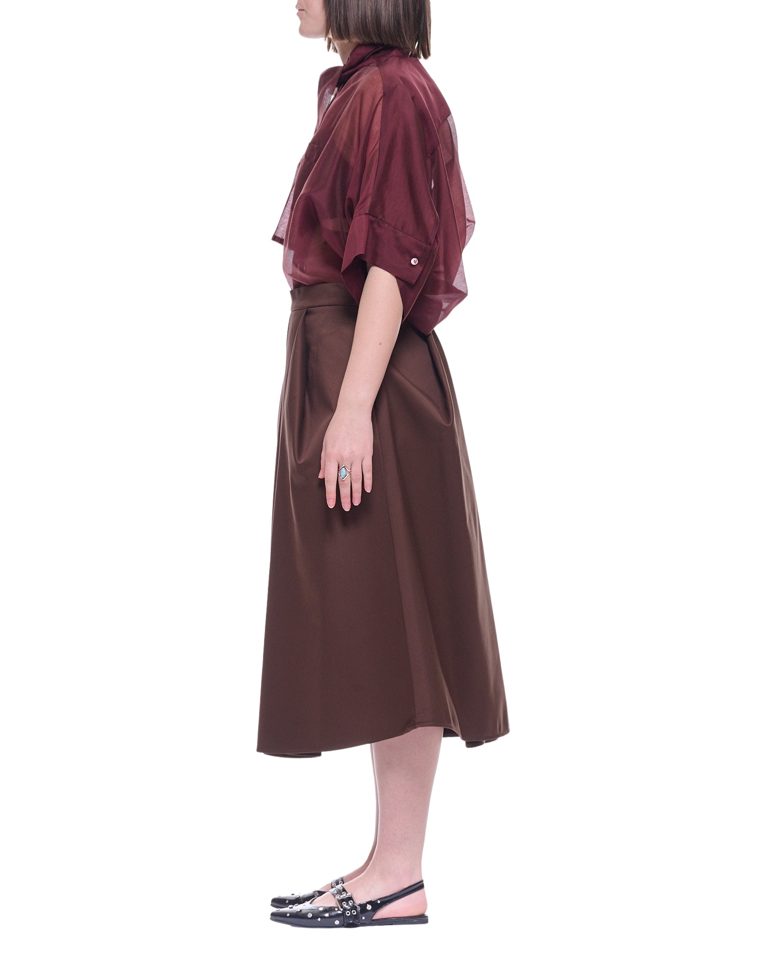 Hira Women’s Brown Bonded Skirt in Cotton Blend Made in Italy W329 010