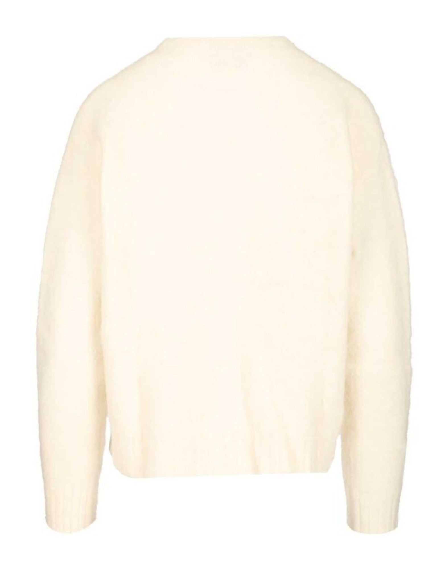 كنزة نسائية أمِيش قصيرة بياقة دائرية من مزيج الصوف – أبيض – صناعة إيطالية C0069 WHITE CREW NECK