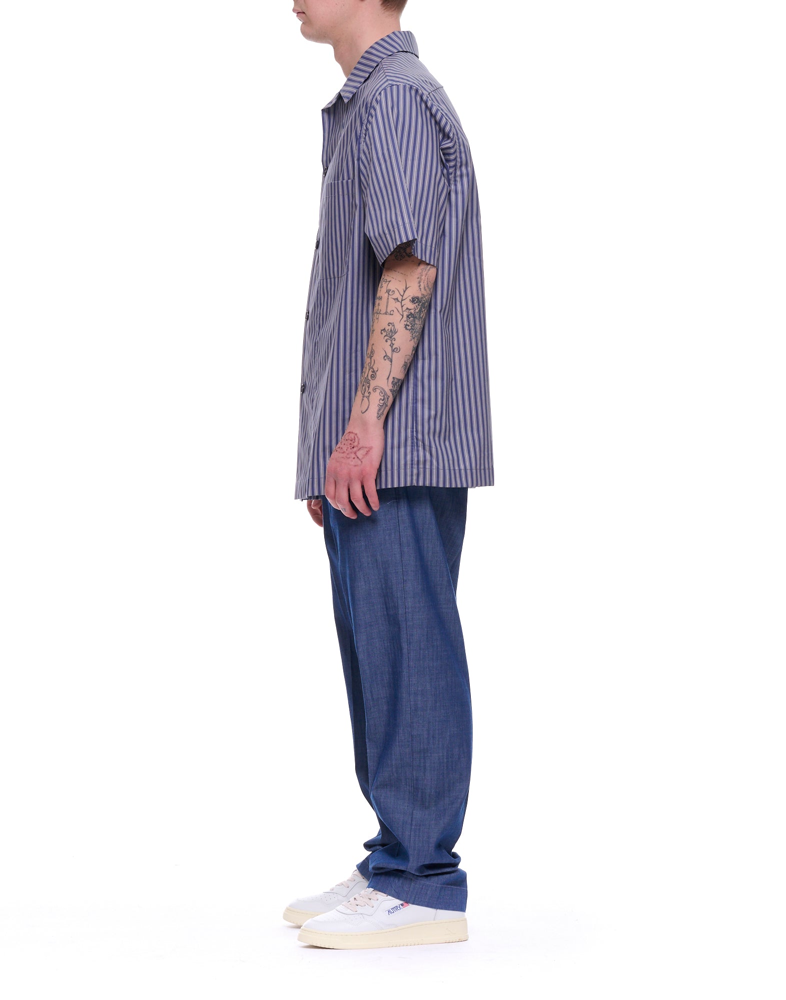 Hevò Novoli Overshirt Blue Navy Striped Cotton Shirt 080 NOVOLI CQ1 L720 4013