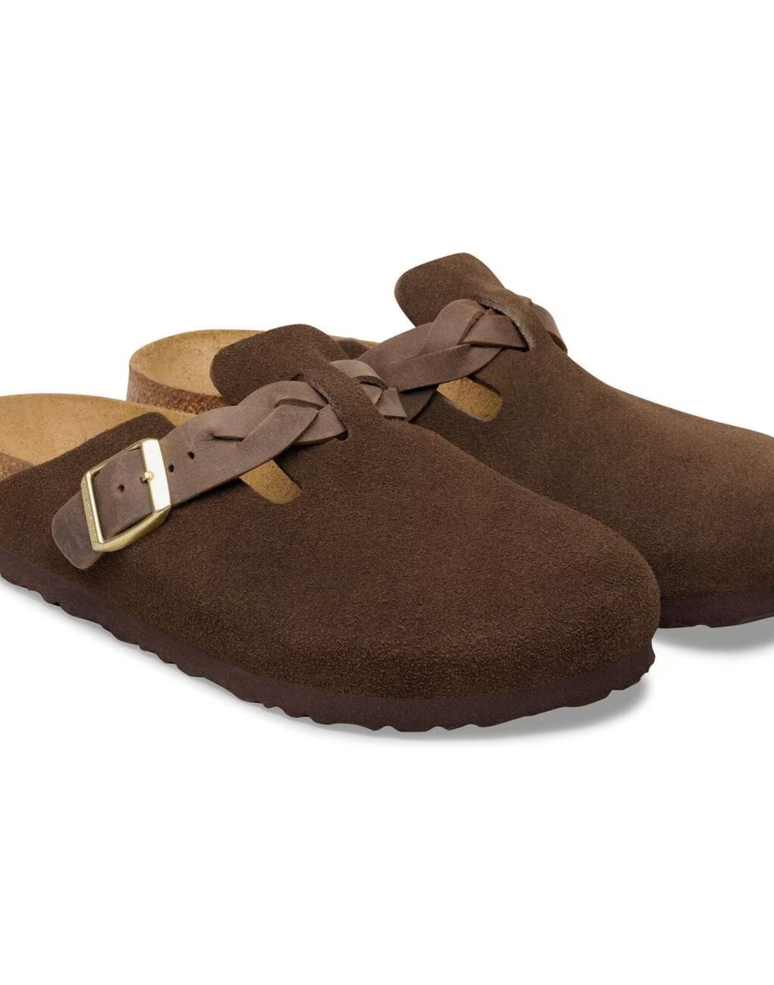 Zueco Birkenstock Boston de piel de ante trenzado en Carafe 1031716 CARAFE BOSTON BRAIDED