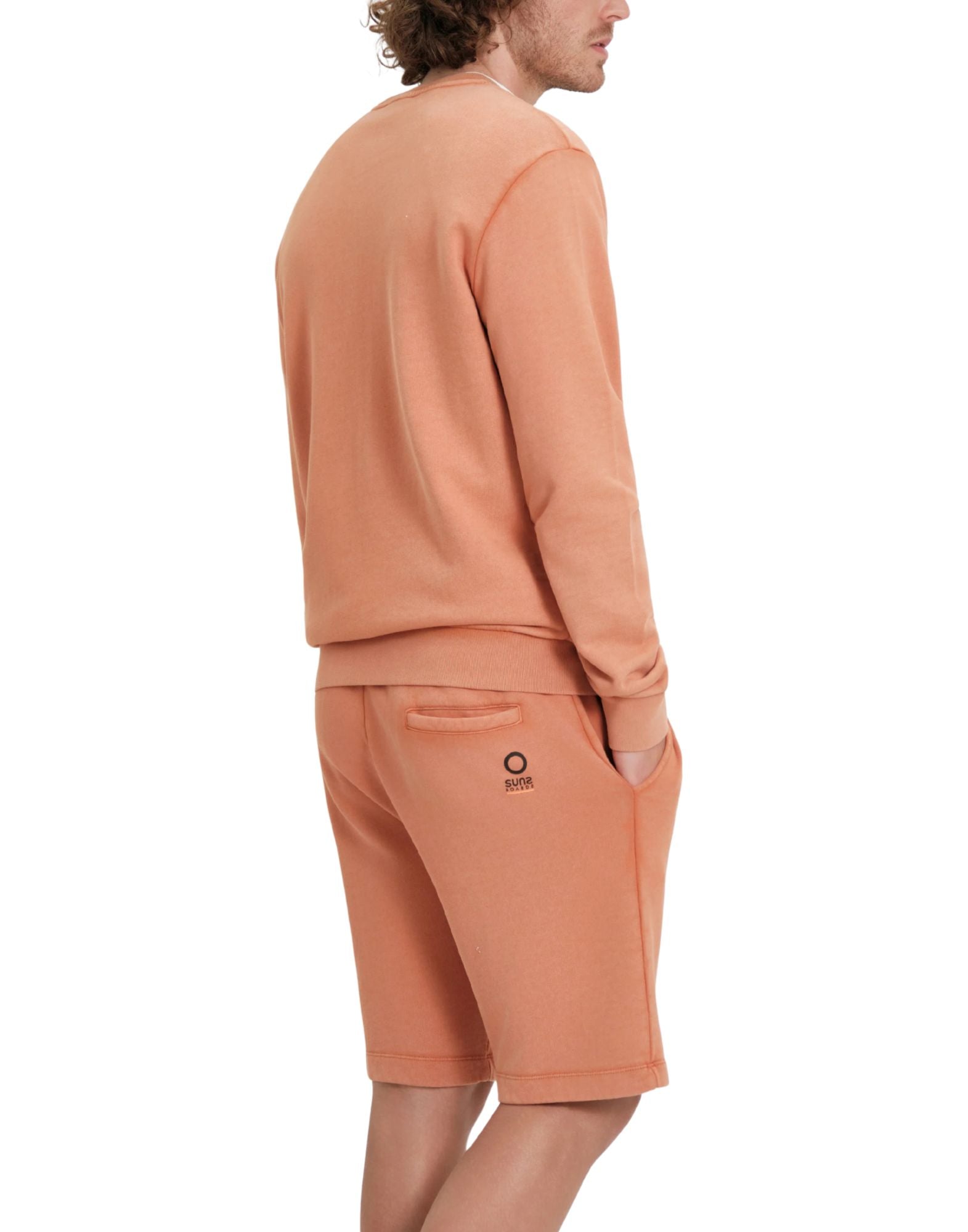 Suns Boards Gipo Dye Old Men’s Crewneck Sweatshirt in Garment-Dyed Cotton Coccio Regular Fit MFS6101U V3 COCCIO