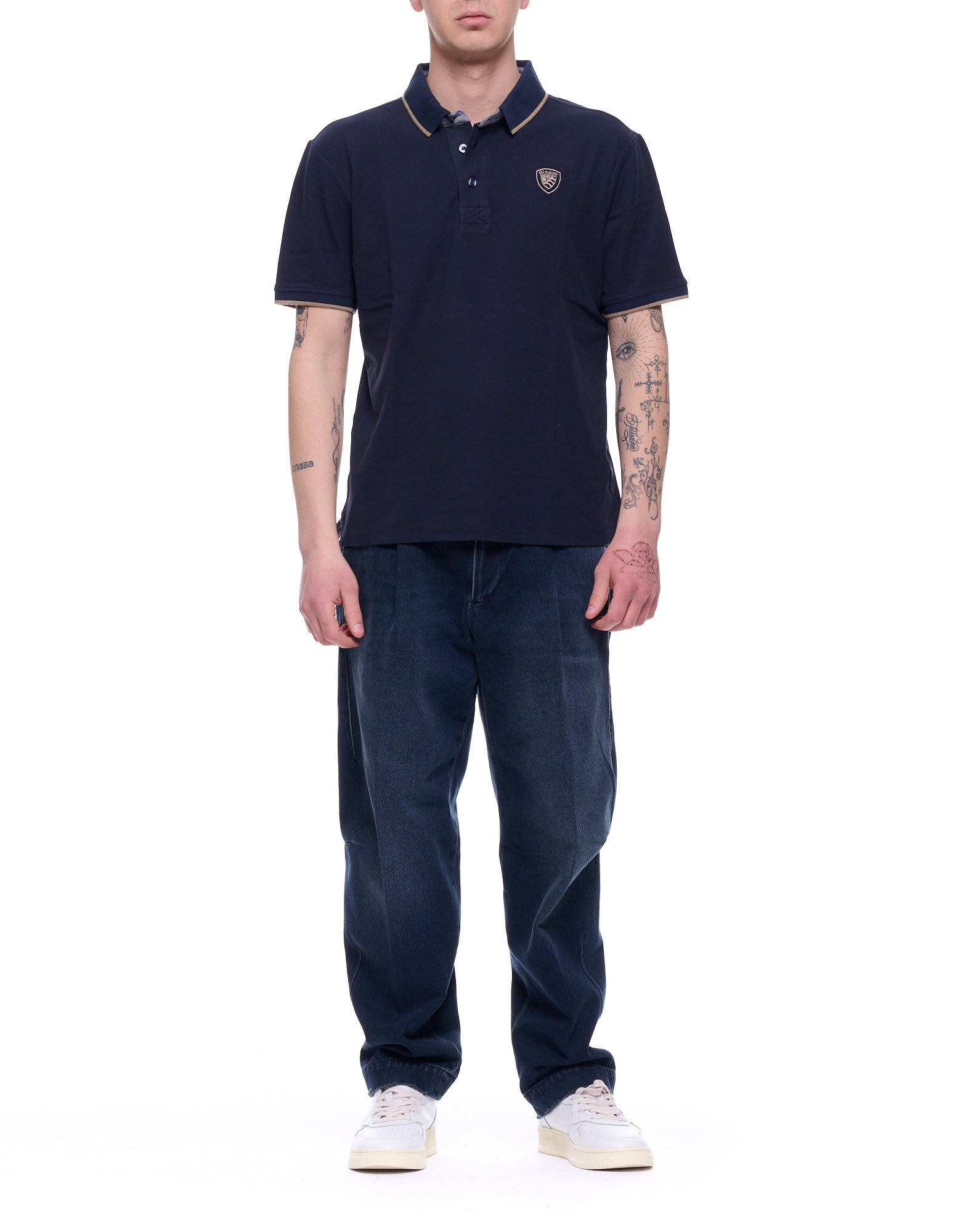 Blauer Polo Damon azul con ribete en contraste 26BLUT02288-007479 888 BLU