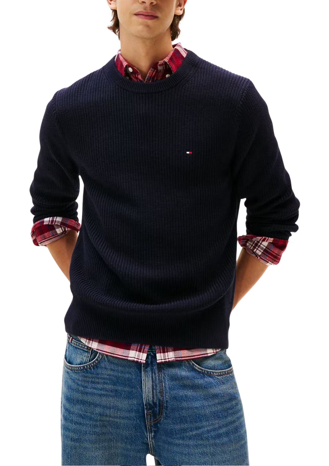 41516 DW5 BLUE CREW NECK SWEATER - Maglieria - TOMMY HILFIGER