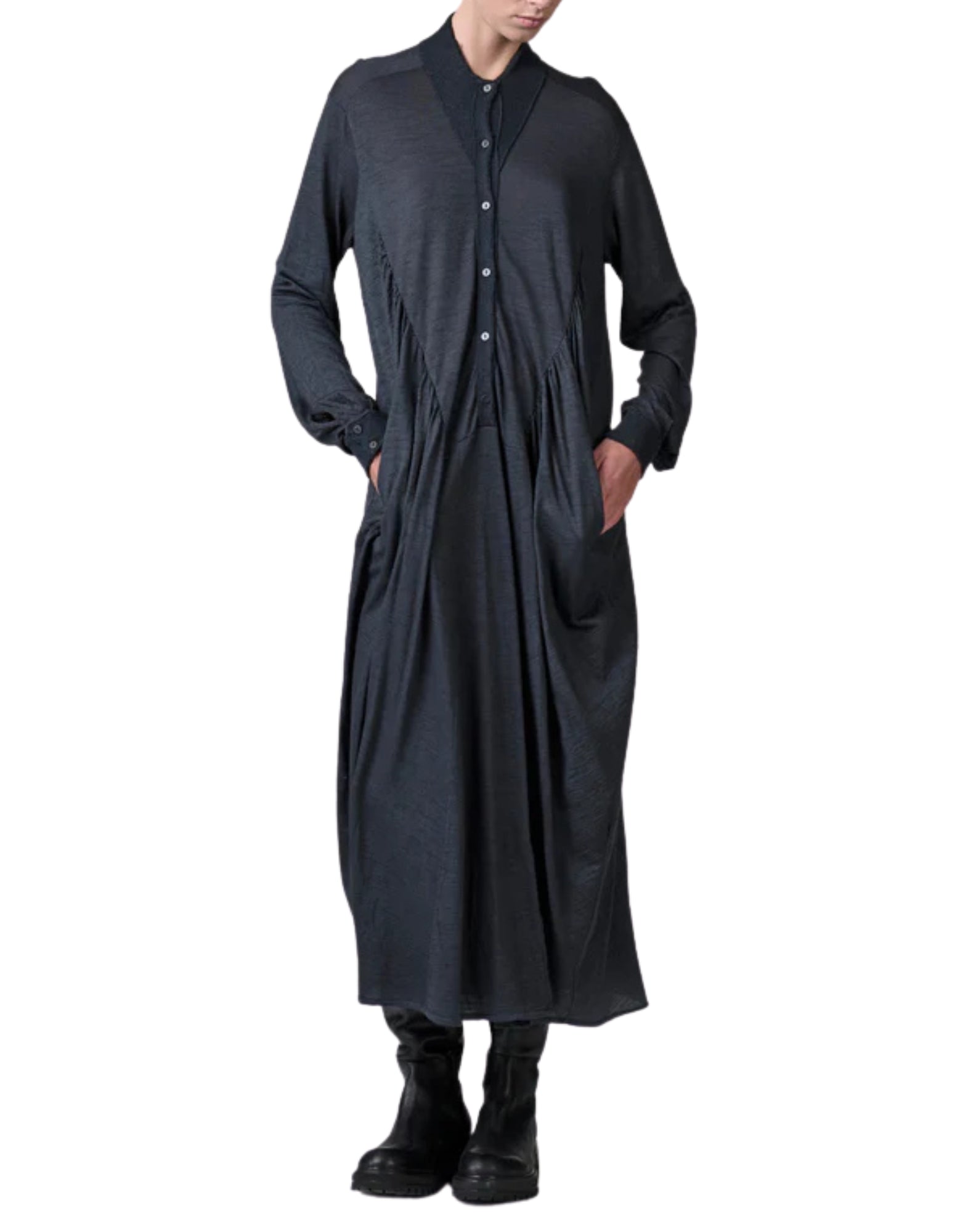 Transit Long Virgin Wool Jersey Dress Anthracite Women Made in Italy CFDTRBK203 ANTHRACITE