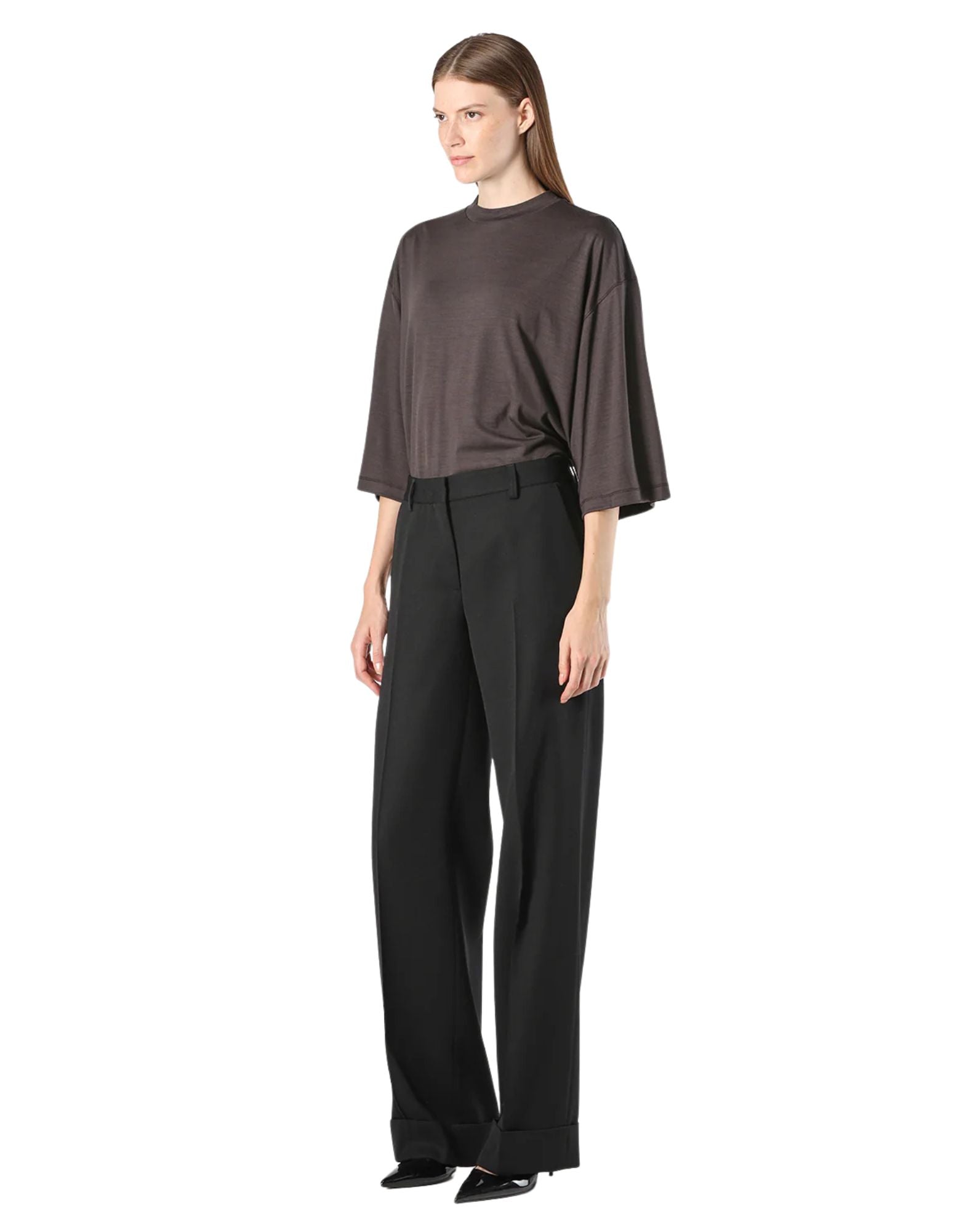 Cellar Door Pantalon IMA en laine vierge noire fabriqué en Italie 210478 F126 09 NOIR