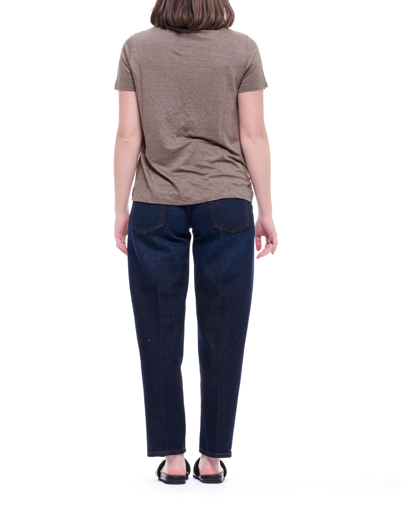 Transit Mezcla de lino color topo para mujer Basic Camiseta CFDTRCK206 16 TAUPE