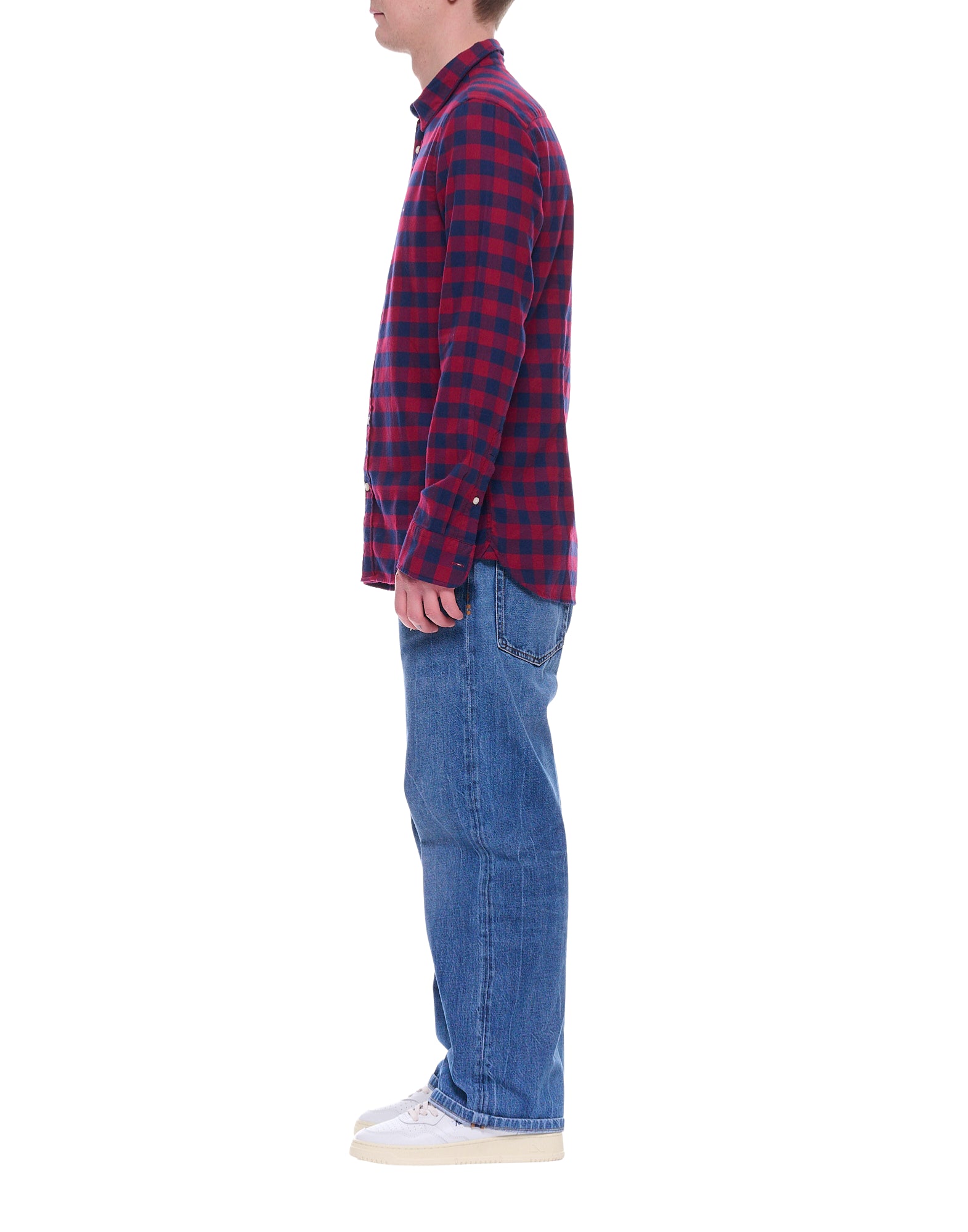 Tommy Hilfiger herr skuggruta skjorta i borstad bomull Normal passform Röd Blå MW0MW36860 0QJ BRUSHED SHIRT