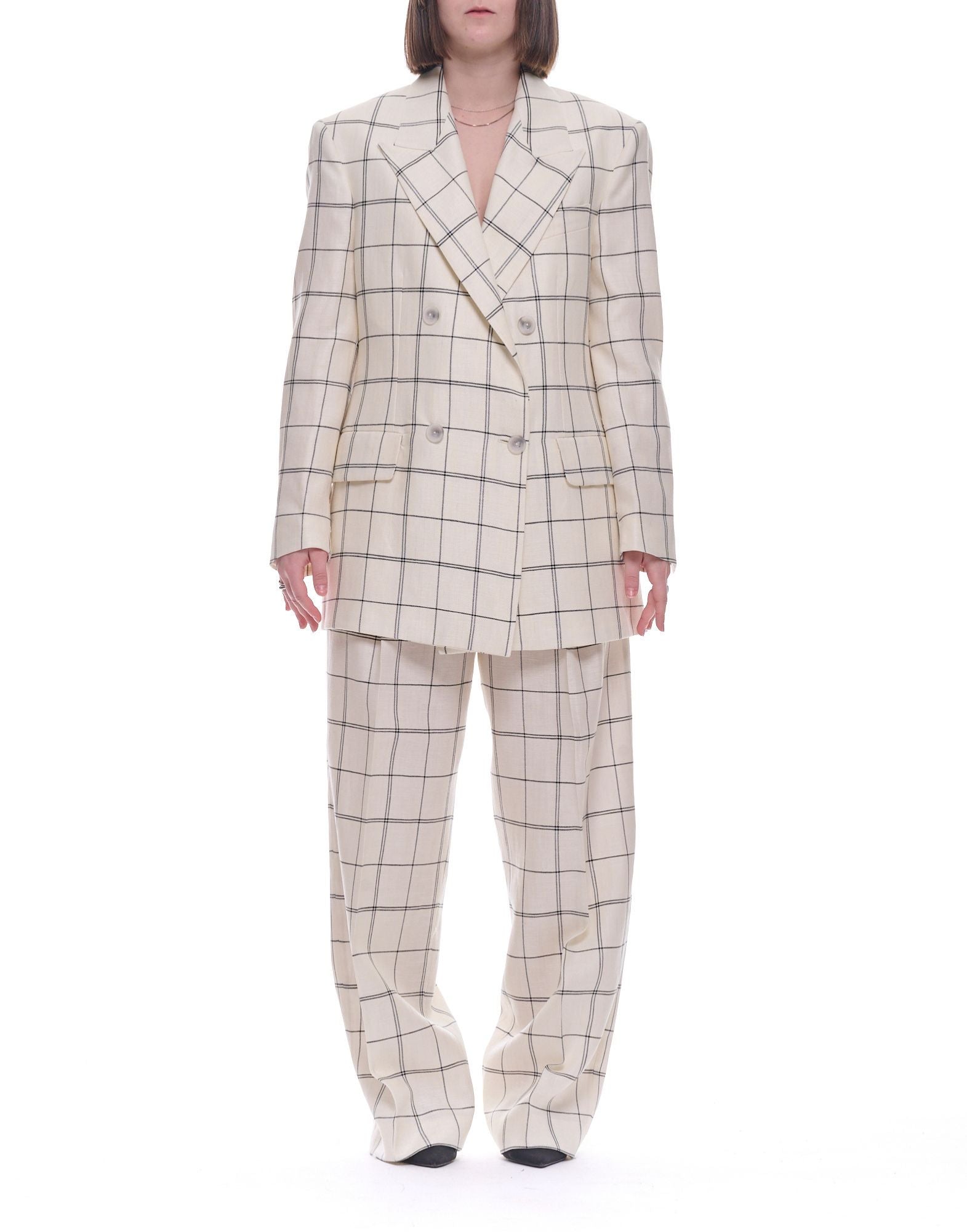 Hevò Rocchetta Women’s Suit Virgin Wool Checked Black White 160 ROCCHETTA SUITQW 2519