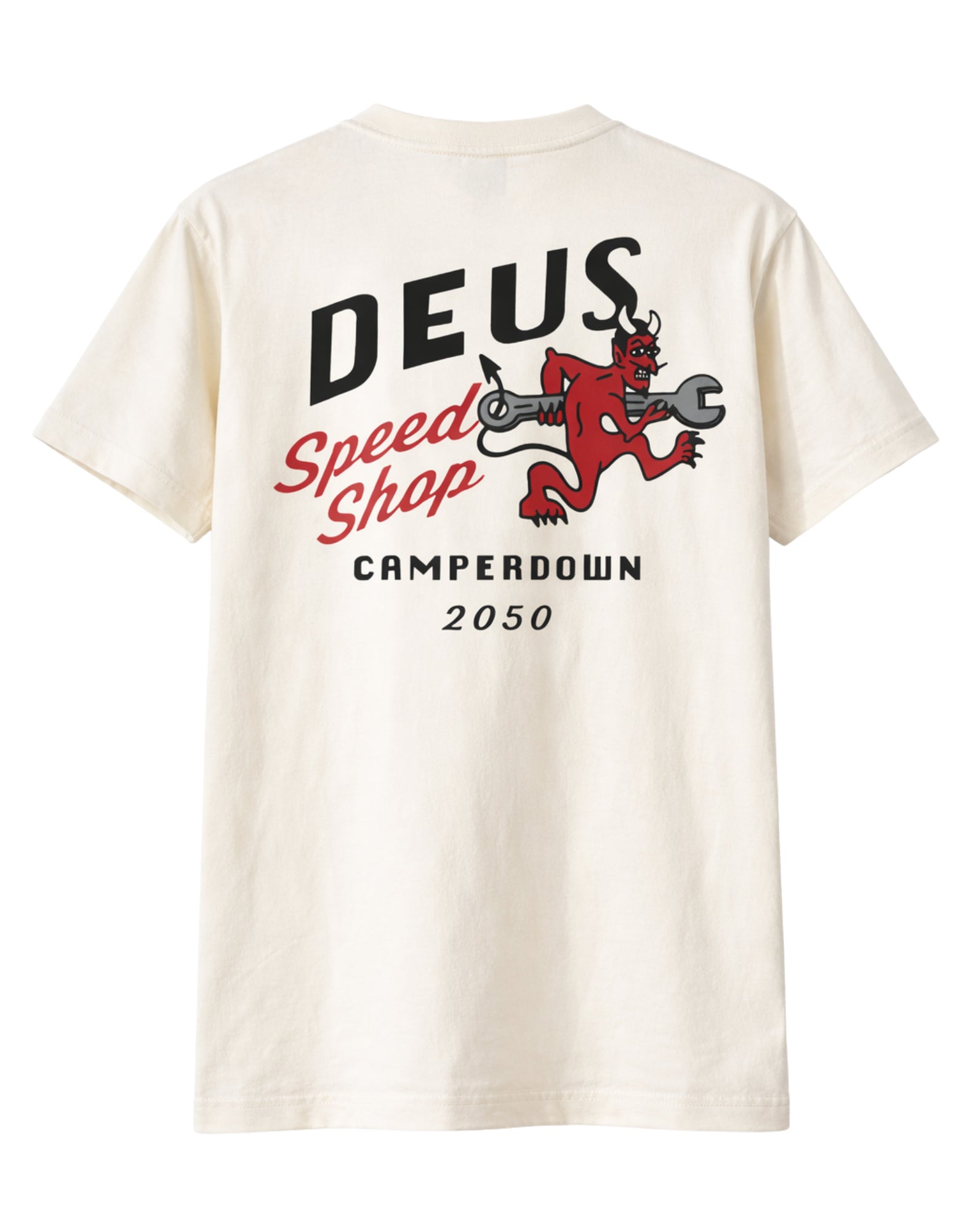 Deus Ex Machina Dogleg Speed Shop Cotton T-Shirt Dirty White Men’s D261MTS321012090