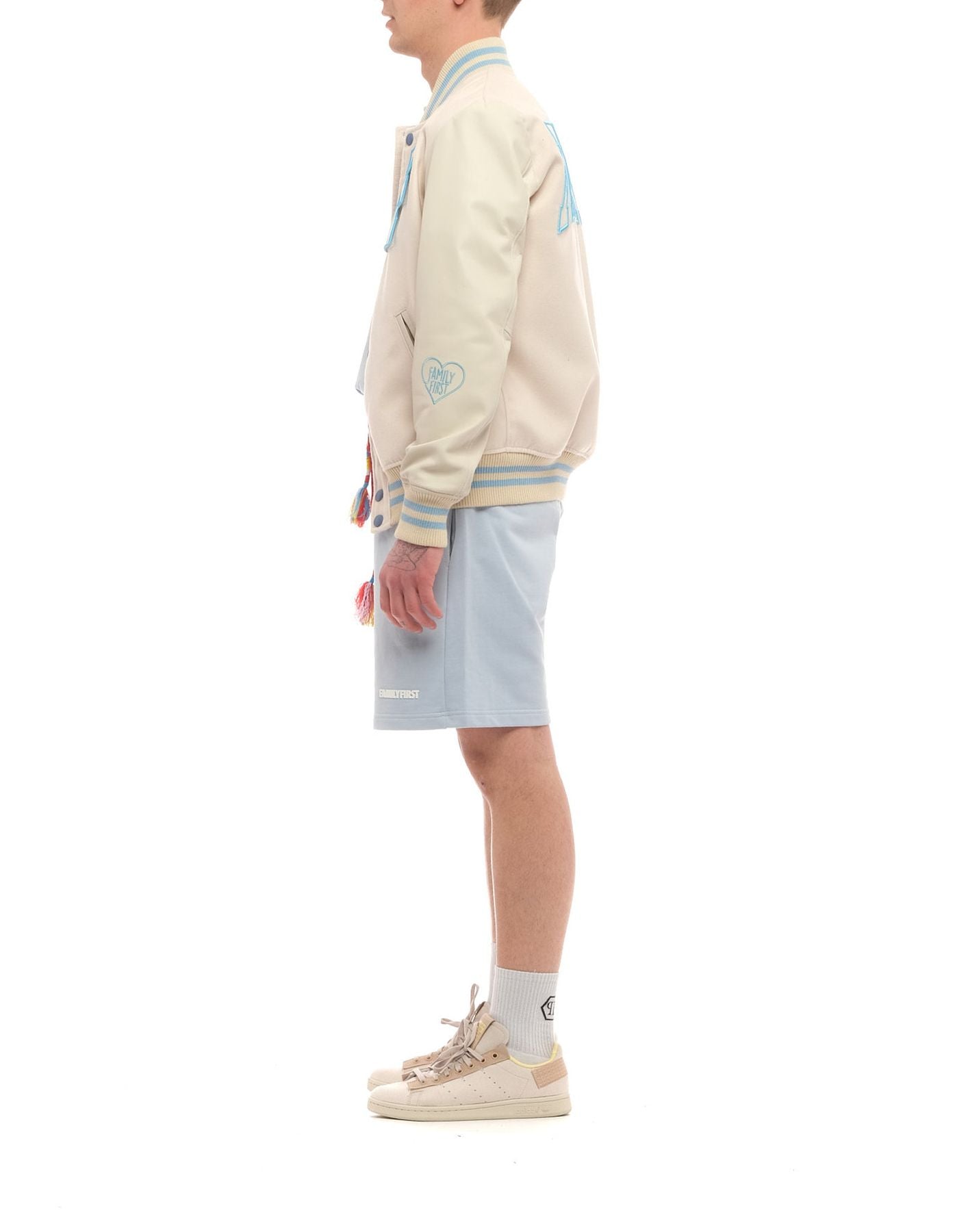 Man Varsity Jacket White를위한 재킷 Family First