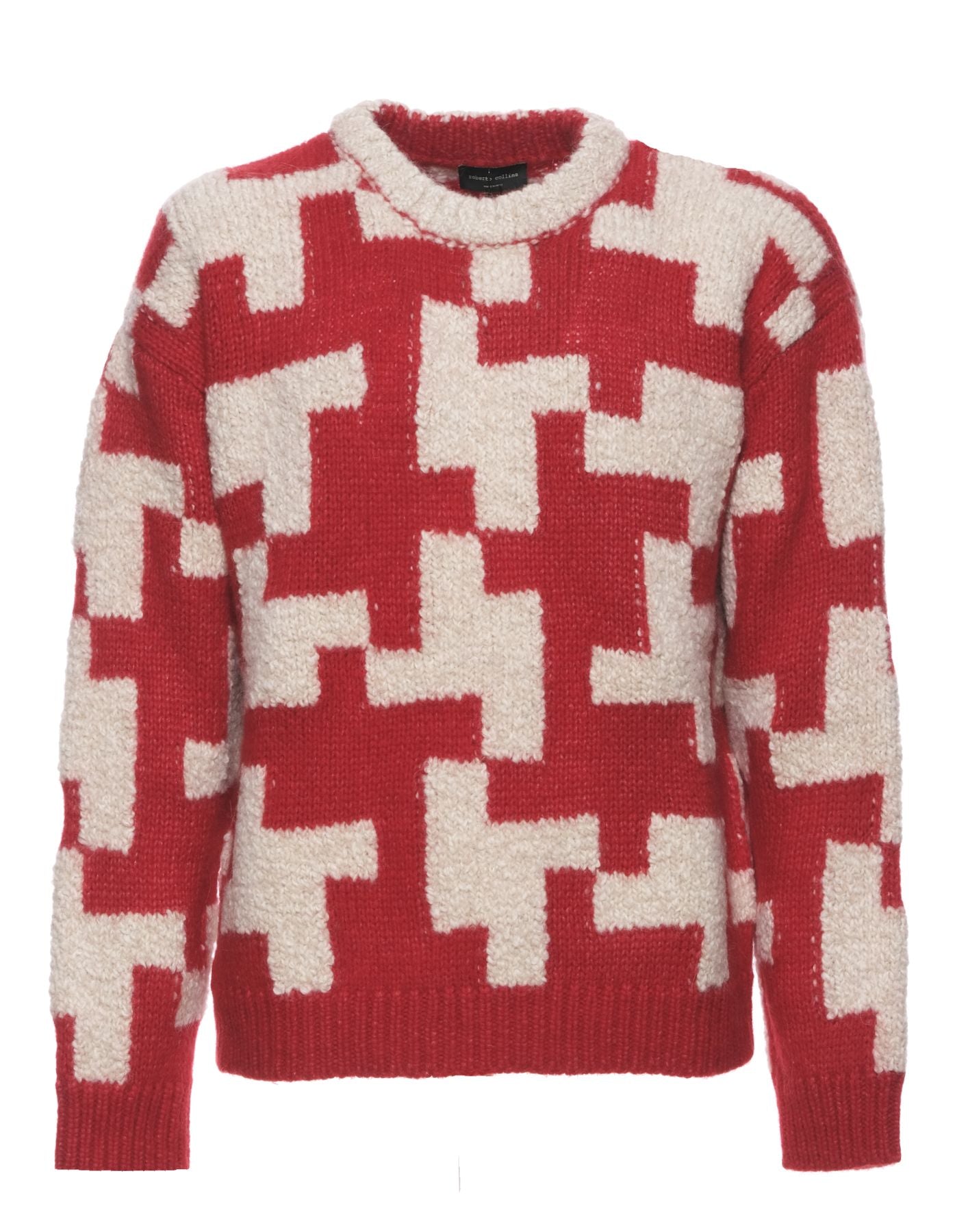 Pull pour homme RP46001 38 RED ECRU ROBERTO COLLINA