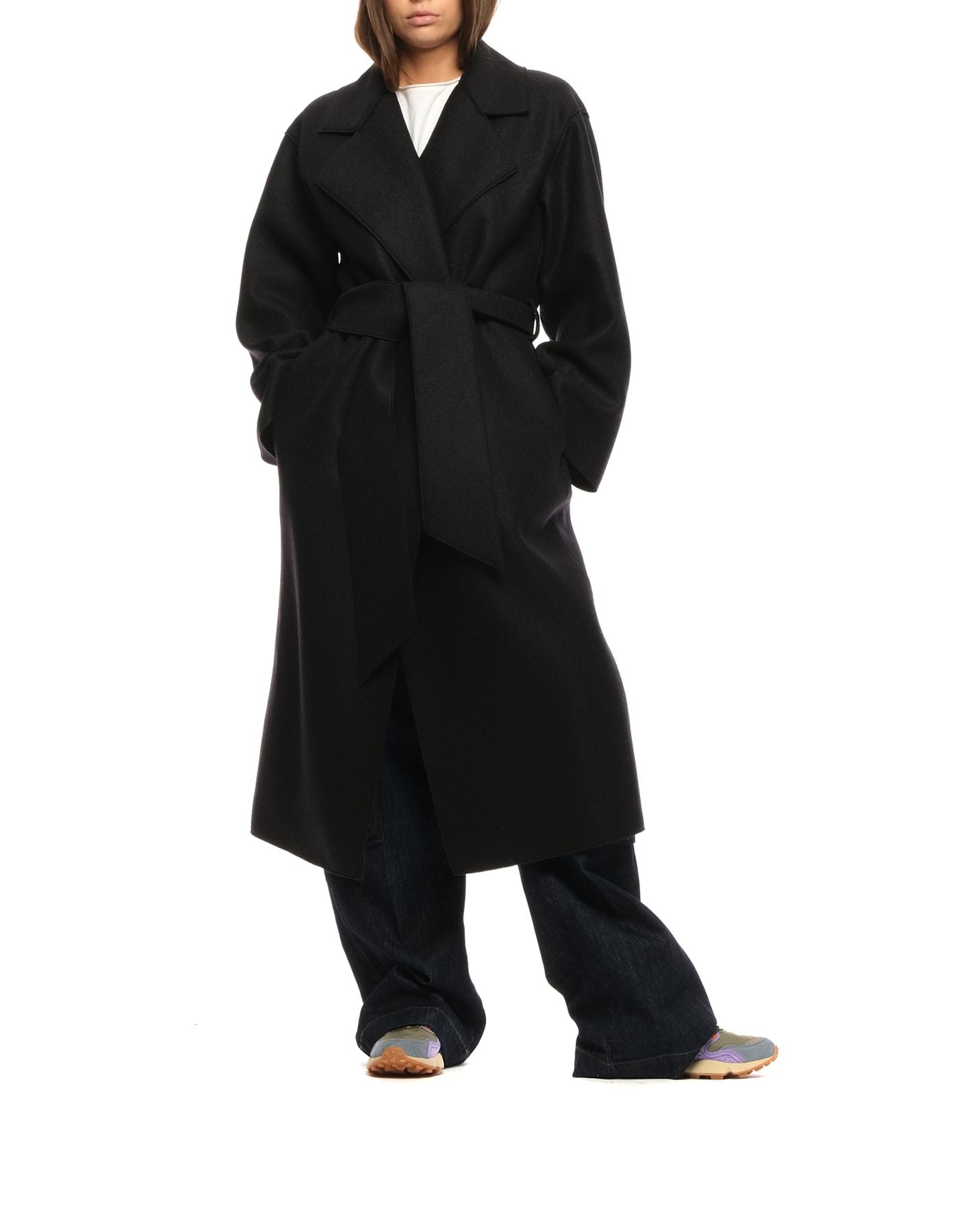 Coat for woman A1425MLK BLACK Harris Wharf London